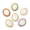 Rack Plating Brass Micro Pave Cubic Zirconia & Shell Pendants KK-G488-18G-1