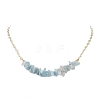 Natural Aquamarine Chip Bib Necklaces NJEW-JN04950-04-1