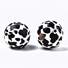 Printed Natural Wooden Beads WOOD-R270-07A-2