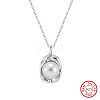 Shell Pearl Oval Pendant Necklaces NJEW-L125-008P-1