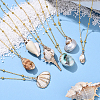 7Pcs 7 Styles Electroplated Natural Shell Pendant Brass Satellite Chain Necklaces NJEW-YW00003-5