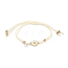 Sunflower Alloy Enamel Charms Braided Bracelets BJEW-A016-01B-1