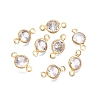 Brass Clear Cubic Zirconia Connector Charms KK-T070-07C-A-1