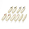 Brass Enamel Huggie Hoop Earrings EJEW-N011-32-NF-1