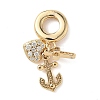 Brass Micro Pave Clear Cubic Zirconia European Dangle Charms KK-D502-04G-1