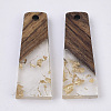 Transparent Resin & Walnut Wood Pendants RESI-S358-59-A01-1