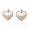 Brass Micro Pave Clear Cubic Zirconia Pendants ZIRC-C020-10G-1