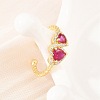 Brass Micro Pave Cubic Zirconia Cuff Open Rings for Women RJEW-C153-04G-5