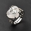 Natural Quartz Crystal Adjustable Rings RJEW-P043-03P-14-5