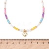 Valentine's Day 304 Stainless Steel Heart Pendant Glass Seed Beaded Necklaces for Women NJEW-MZ00146-02-3