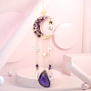 Wire Wrapped Natural Amethyst Moon with Tree of Life Pendant Decorations HJEW-K046-07G-06-1