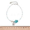Summer Beach Dyed Synthetic Turquoise Turtle and Glass Seed Beaded Alloy Starfish Charm Anklets AJEW-AN00775-3