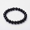 Natural Dyed & Heated Black Agate Beaded Stretch Bracelets BJEW-F203-09-6