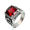 316L Stainless Steel & Cubic Zirconia Men's Vintage Carved Finger Rings FS-WG82D33-04-2