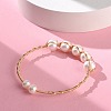 Natural Pearl Beaded Cuff Bangles BJEW-JB09416-4