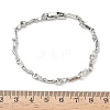 Brass Micro Pave Clear Cubic Zirconia Heart & Twist Link Chain Bracelets for Women BJEW-G764-06P-5