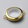 Flat Round 304 Stainless Steel Floating Lockets Connector Charms FIND-WH0032-57G-02-2