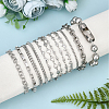 12Pcs 12 Style 304 Stainless Steel Chain Bracelets BJEW-DC0001-02-3