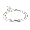 Tarnish Resistant 304 Stainless Steel Paperclip Chains & Cable Chain Bracelet Sets AJEW-U005-05A-P-1