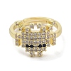 Golden Brass Pave Cubic Zirconia Adjustable Rings RJEW-M170-05G-01-2
