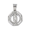 316 Surgical Stainless Steel Rhinestone Pendants STAS-P412-10P-1