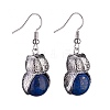 Gemstone Owl Dangle Earrings EJEW-A092-08P-2