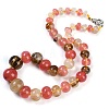 Tigerskin Glass Rondelle Graduated Beaded Necklaces for Women Men NJEW-K388-02P-1
