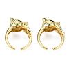 Cubic Zirconia Leopard Open Cuff Rings RJEW-N037-029-2