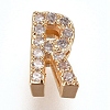 Golden Plated Brass Micro Pave Cubic Zirconia Slide Charms ZIRC-L075-61R-G-1