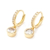 Clear Cubic Zirconia Hinged Hoop Earrings with Flat Round Drop EJEW-P196-27G-1