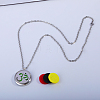 Stainless Steel Hollow Chakra Symbol Diffuser Locket Pendant Necklaces with Colorful Aromatherapy Disc Hollow Sports Design EF9238-2