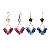 2 Pairs 2 Colors Braided Glass & 201 Stainless Steel Dangle Earrings EJEW-MZ00159-1