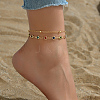 Fashionable Brass Cubic Zirconia Double Layer Women's Anklets in Real 18K Gold Plated Casual Style HU5590-4