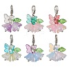 6Pcs Flower Glass Pendant Decorations HJEW-JM02791-1