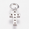 Brass Micro Pave Cubic Zirconia Tiny Cross Charms LS-ZIRC-E147-62P-2