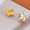 Alloy Enamel Oval with Butterfly Pattern Stud Earrings for Women WGEA3F2-01-2