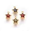 Golden Tone Brass Micro Pave Cubic Zirconia Charms ZIRC-L075-13-1