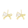 Brass Cubic Zirconia Stud Earrings for Women EJEW-S217-B03-1