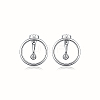 Ring Rhodium Plated 925 Sterling Silver Stud Earrings PB1316-7-1