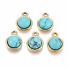 Synthetic Turquoise Half Round Charms STAS-N109-213B-G-1