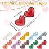 GOMAKERER 10 Sets 10 Colors Heart Shape Spray Painted Alloy Rhinestone Adjustable Jean Button Pins DIY-GO0001-32-2