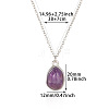 Natural Amethyst Irregular Oval Pendant 304 Stainless Steel Cable Chain Necklaces for Women FS-WGF500E-07-1