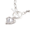 Clear Cubic Zirconia Heart Pendant Necklace with Natural Pearl Beaded NJEW-TA00048-4