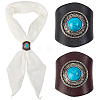 2Pcs 2 Colors Leather & Alloy & Synthetic Turquoise Scarf Clips AJEW-CL0005-24A-1