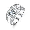 Rhodium Plated 925 Sterling Silver Micro Pave 6.5x3.9mm Moissanite Finger Rings WGBE16F-30-4