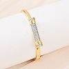 Brass Micro Pave Clear Cubic Zirconia Bangles for Women BJEW-D368-01G-3