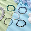 Natural Gemstone Chip & Cube Non-magnetic Synthetic Hematite Beaded Stretch Bracelets BJEW-JB10630-02-2