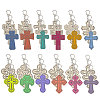 36Pcs 12 Styles Unfinished Wood Cross Keychain DIY-GL0006-34-1