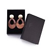 Teardrop Resin & Wood Stud Earrings EJEW-JE03000-M-4
