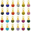 24Pcs 12 Colors Handmade Polymer Clay Rhinestone Pendants PALLOY-SW0026-01-1
